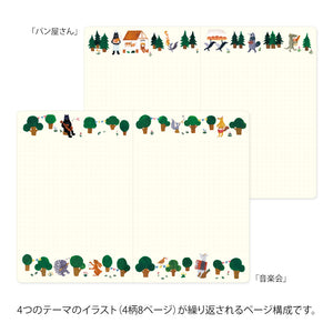 Midori Yuru Log B6 Notebook - Forest Animal