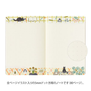 Midori Yuru Log B6 Notebook - Cat