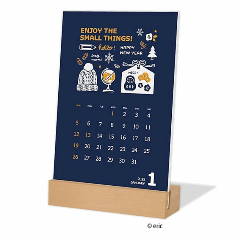 Eric Small Things Shinnippon 2025 Wood Base Desk Calendar NK-4112