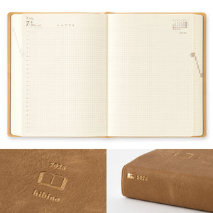 Midori 2025 Hibino A6 Daily Planner - Camel