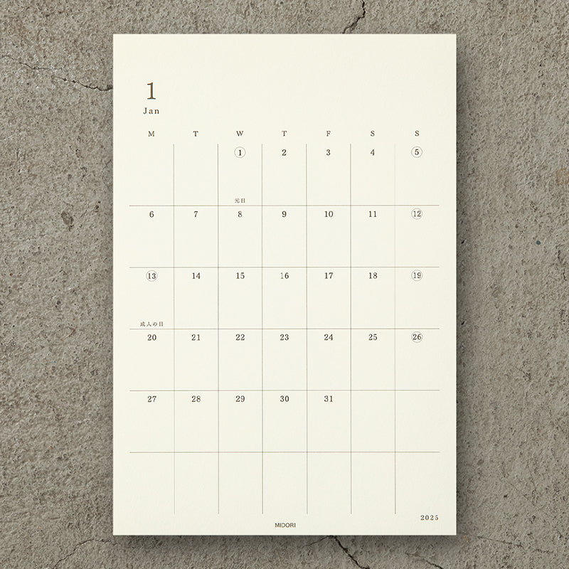 Midori 2025 Diary Sticker Calendar - Large