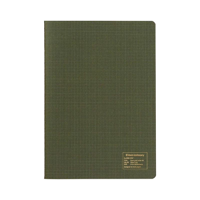 Kleid 2mm Grid A5 Notebook - Olive, Cream Paper