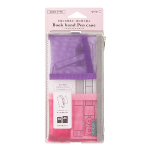 Midori Book Band Mesh Pen Case - Pink