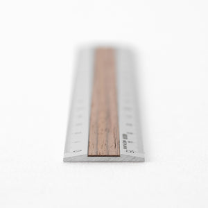 Midori Aluminum and Wooden 15cm Ruler - Dark Brown A