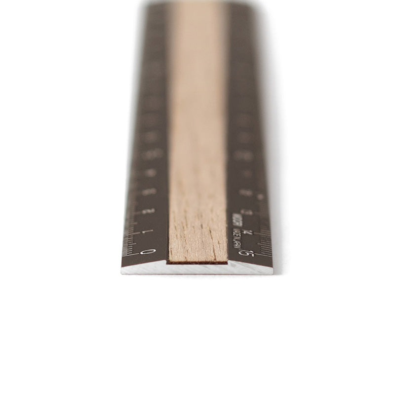 Midori Aluminum and Wooden 15cm Ruler - Brown