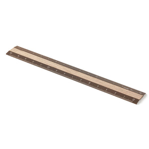 Midori Aluminum and Wooden 15cm Ruler - Brown