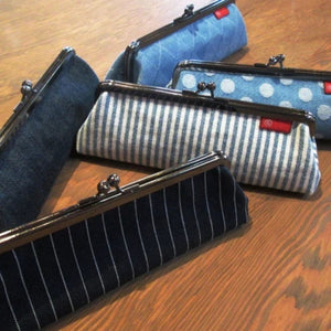 Okayama Denim Gamaguchi Pen Case - Light Patchwork