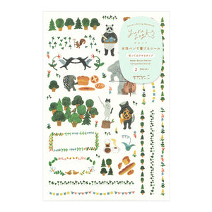 Midori Sticker 2 Sheets Yuru Log - Forest Animal