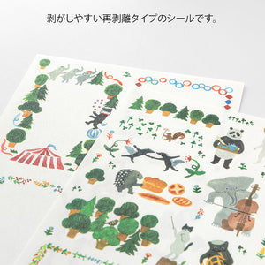 Midori Sticker 2 Sheets Yuru Log - Forest Animal