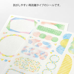 Midori Sticker 2 Sheets Yuru Log  - Watercolor