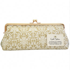 Gamaguchi Pen Case - Damask Beige