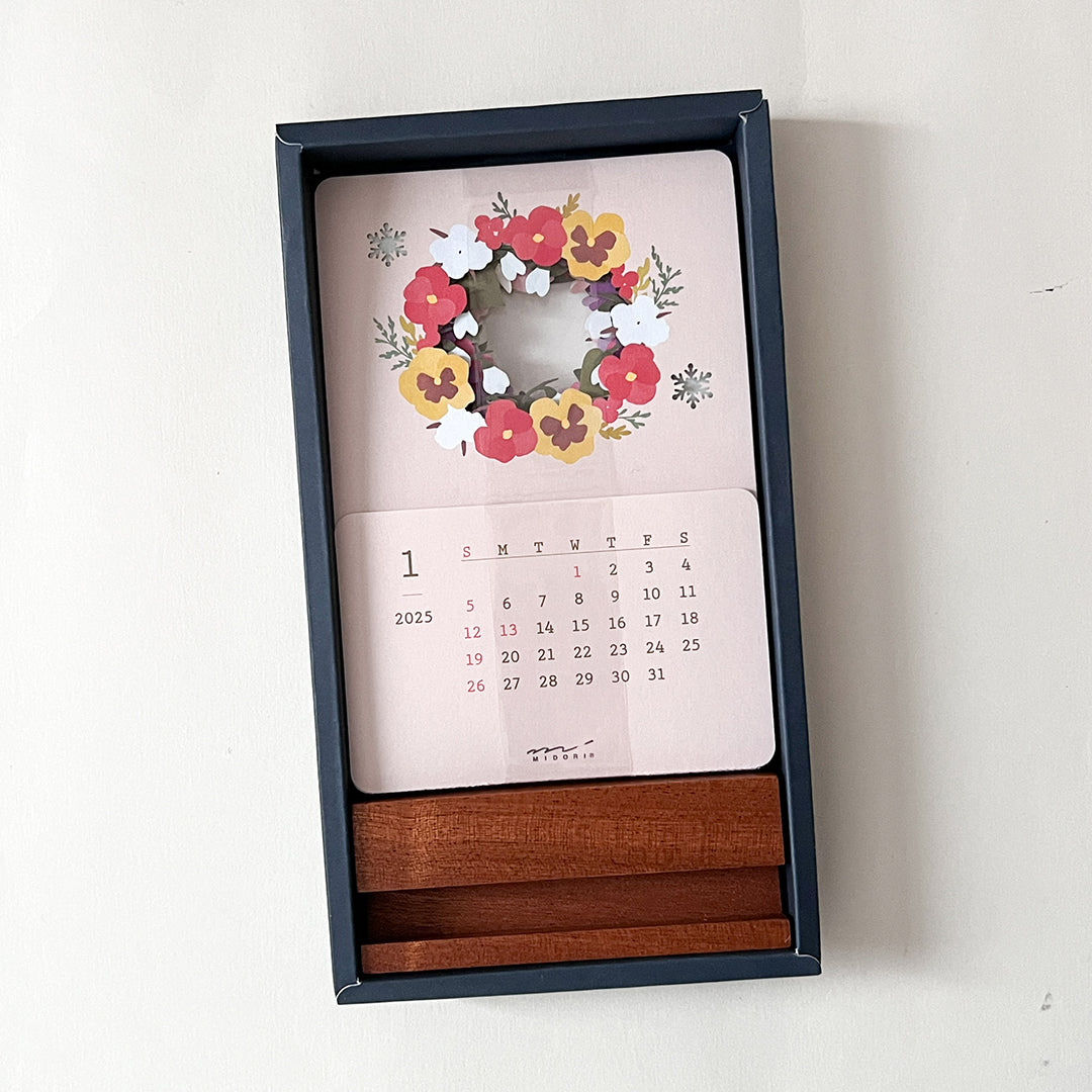 Midori 2025 Laser Cut Stand Up Calendar - Flowers