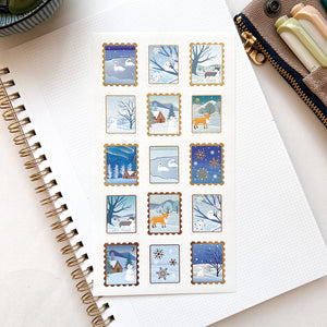 NB Co. Snow Scene Postage Like Stickers