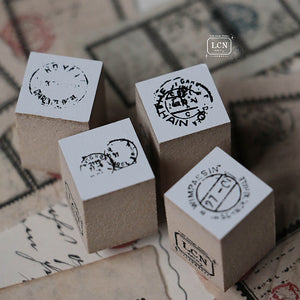 PRE ORDER: Lin Chia Ning Rubber Stamp 4pc Set - Mini Postage Marks